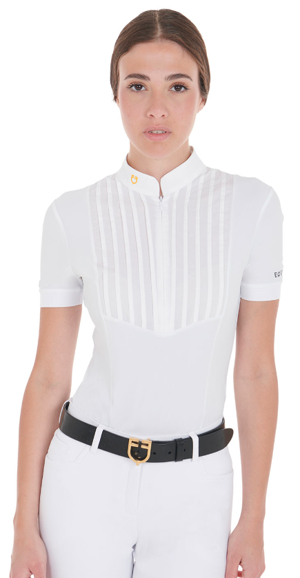 Polo da concorso donna slim fit in cotone plissettato