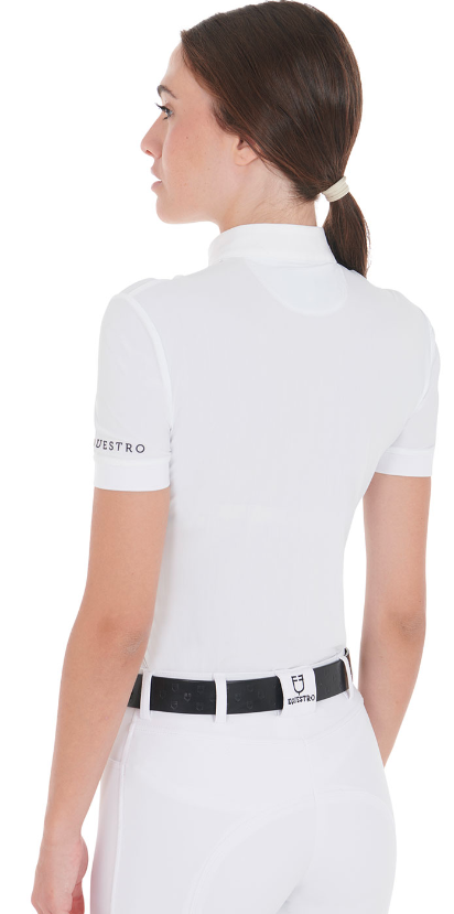 Polo da concorso donna slim fit in cotone plissettato