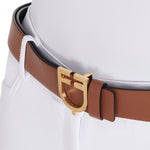 Cintura in cuoio liscio Double fase con fibbia logo Equestro