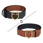 Cintura in cuoio liscio Double fase con fibbia logo Equestro