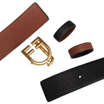 Cintura in cuoio liscio Double fase con fibbia logo Equestro